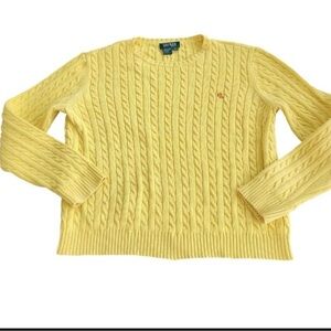 Lauren Ralph Lauren Yellow Cable Knit Sweater Ladies Size XL